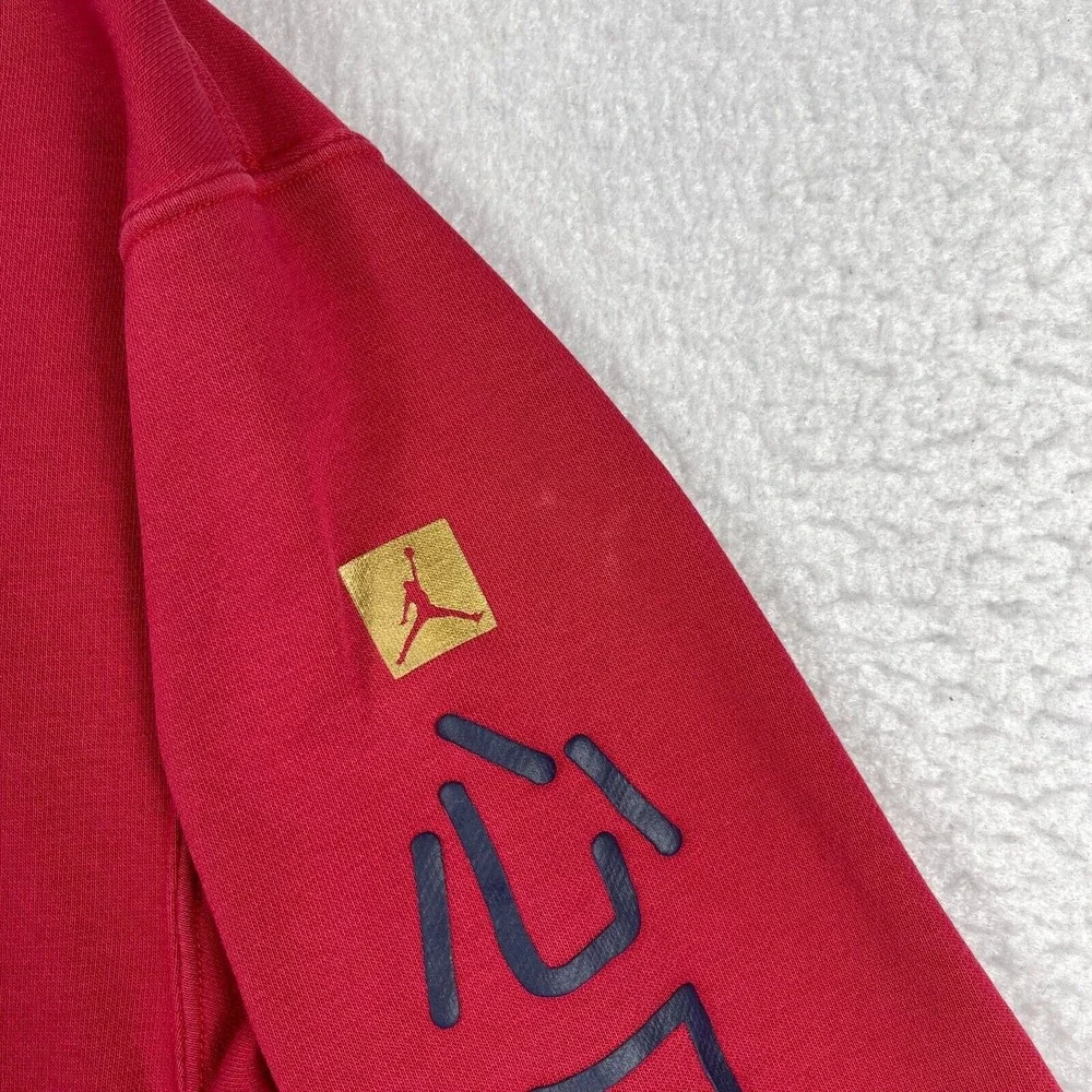 Jordan Hoodie‎ Mens Small Red Graphic Jumpman Kanji Sleeve Print Pullover